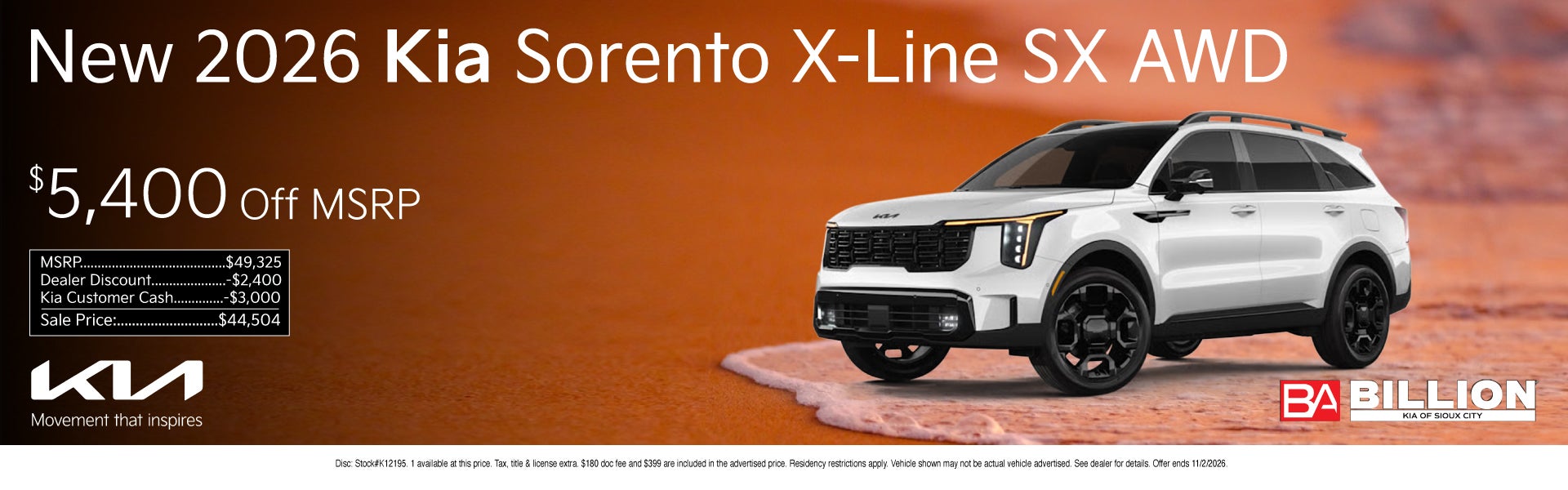 NEW 2026 KIA SORENTO X-LINE SX