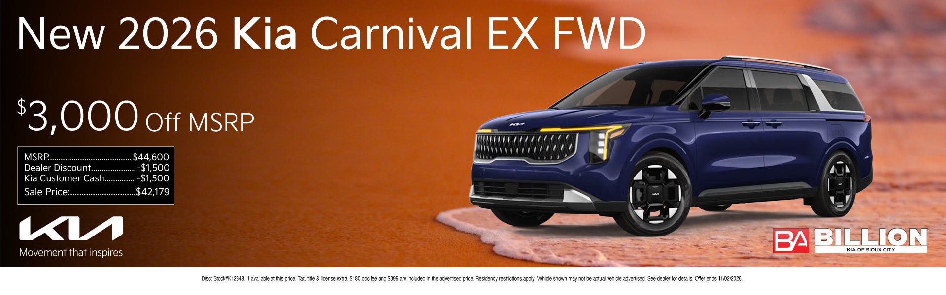NEW 2026 KIA CARNIVAL EX
